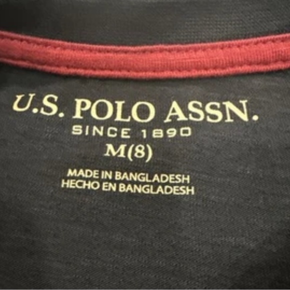 U.S. Polo Assn Navy T Shirt Red Logo Cotton Casual Boys Medium Classic Size 8 - Picture 3 of 6